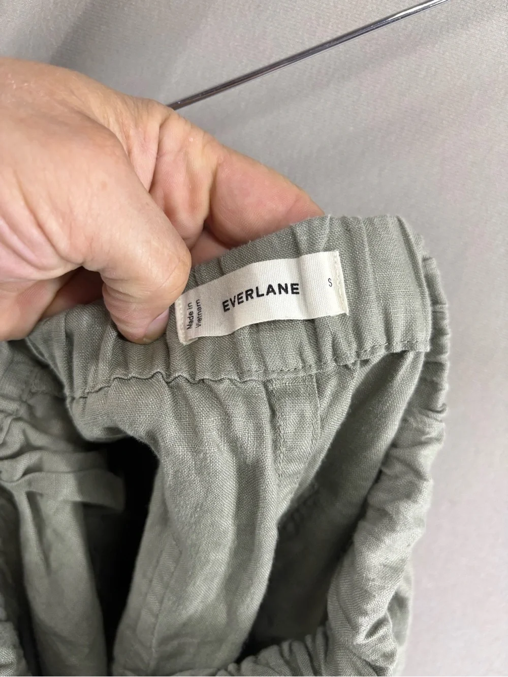 Everlane Women Drawstring Pant Linen Size Small Green Olive Summer Vacation